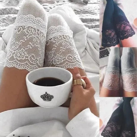 Women's Wool Knee Socks with Lace