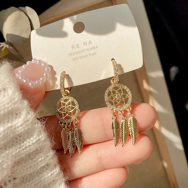 Golden Dreamcatcher Earrings