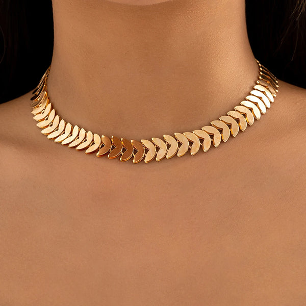 Golden choker women's necklace