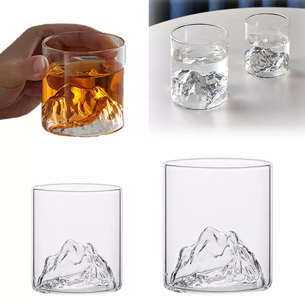 Whiskey glass Mountain with 3D mountains