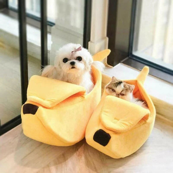 Weiches Bananen Katzenbett