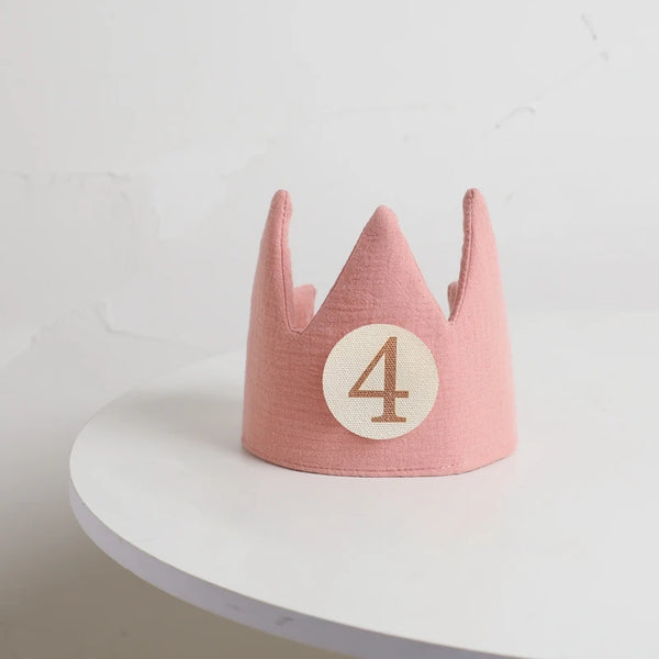 Children's birthday fabric crown with changeable adhesive numbers