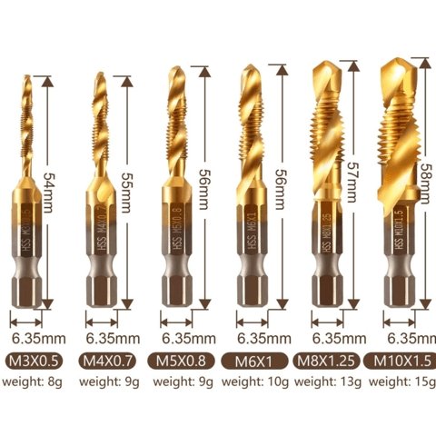 6-piece metric tap set