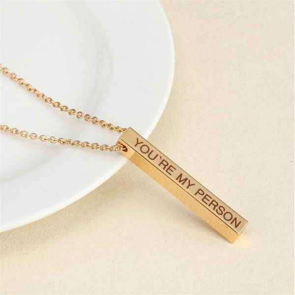 Personalized bar pendant necklace with engraving