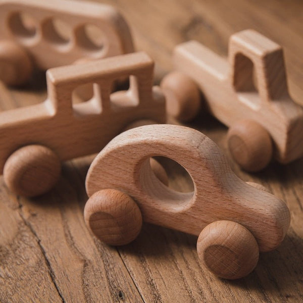 Montessori wooden animal vehicle with wheels