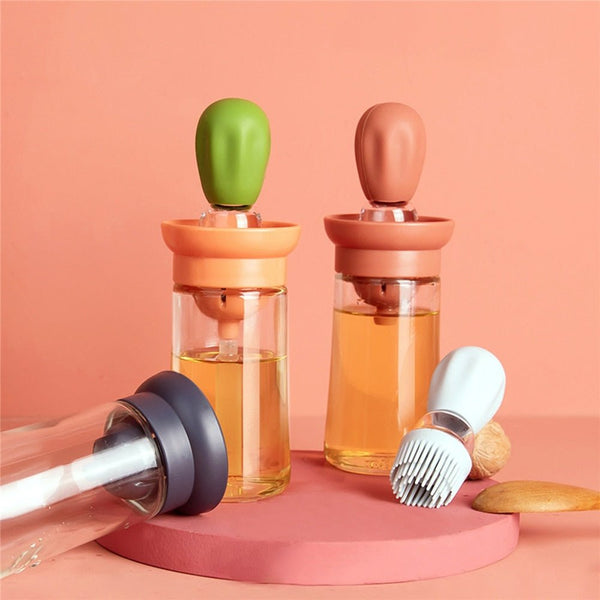 Oil bottle with dispenser & brush