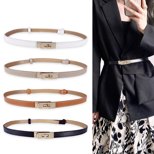Thinner adjustable women's leather belt