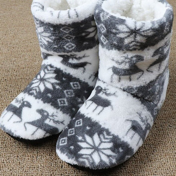 Fleece-lined warm winter slippers