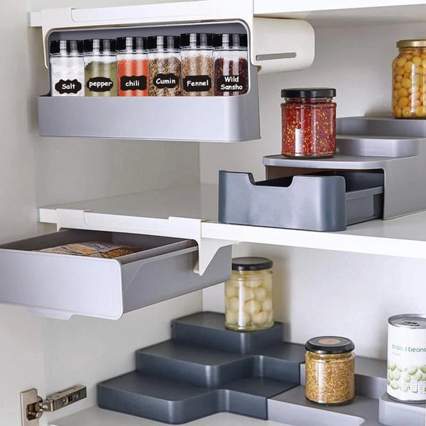 Ausziehbares hängendes Gewürzregal für Küchenschrank (ohne bohren)