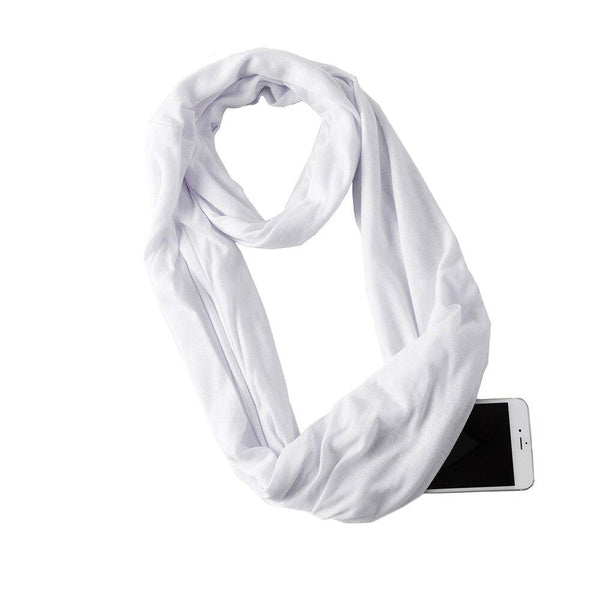 Scarf with hidden zipper pocket