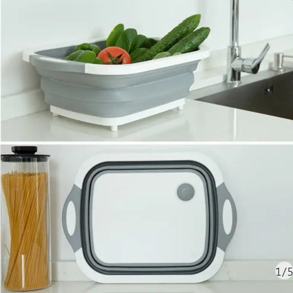 2-in-1 Waschbox mit Abfluss & Schneidebrett