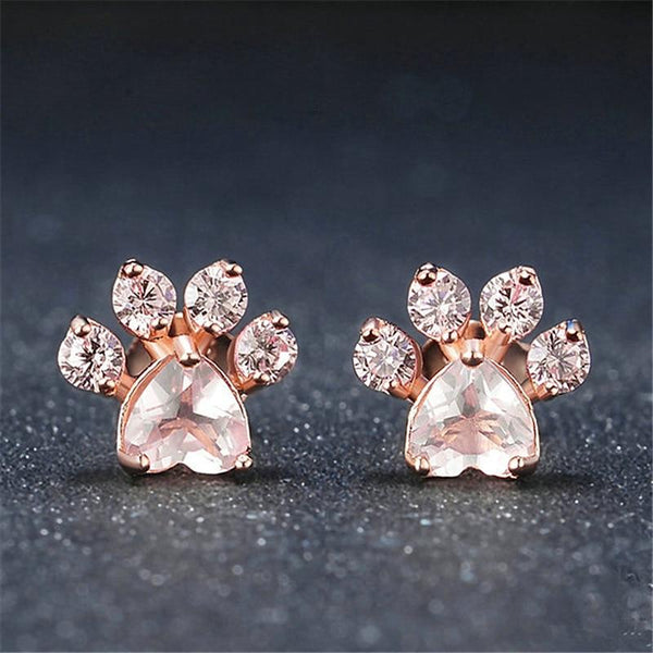 Earrings Cat Paw Rose Quartz (1 Pair)