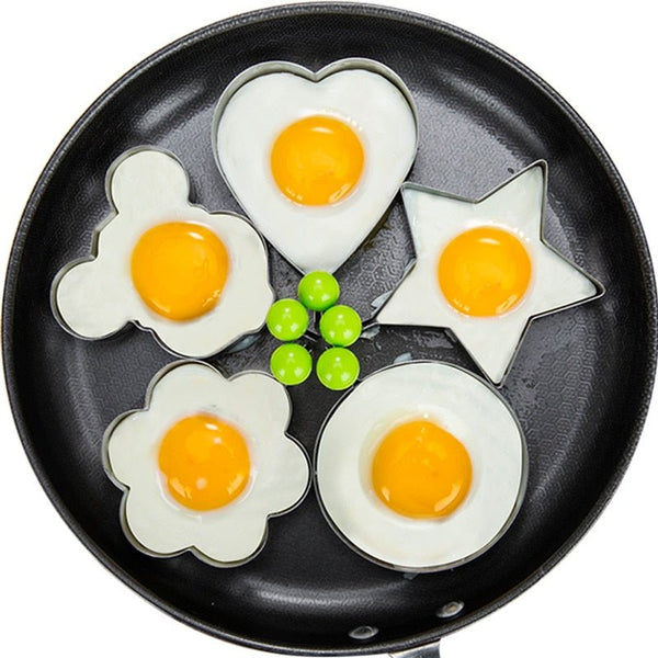 Fried egg and pancake mold made of metal (set of 5)