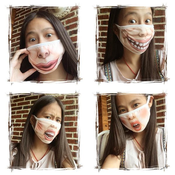 Witzige waschbare Baumwoll Maske mit Gesicht