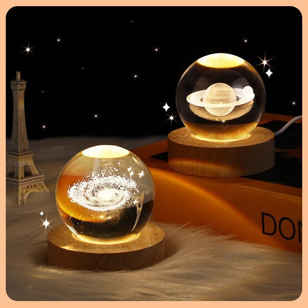 3D Galaxy Kristallkugel Nachtlicht Lampe