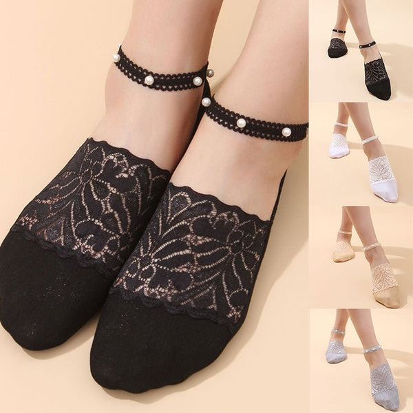 Kurze Sommer Socken mit Perlenband