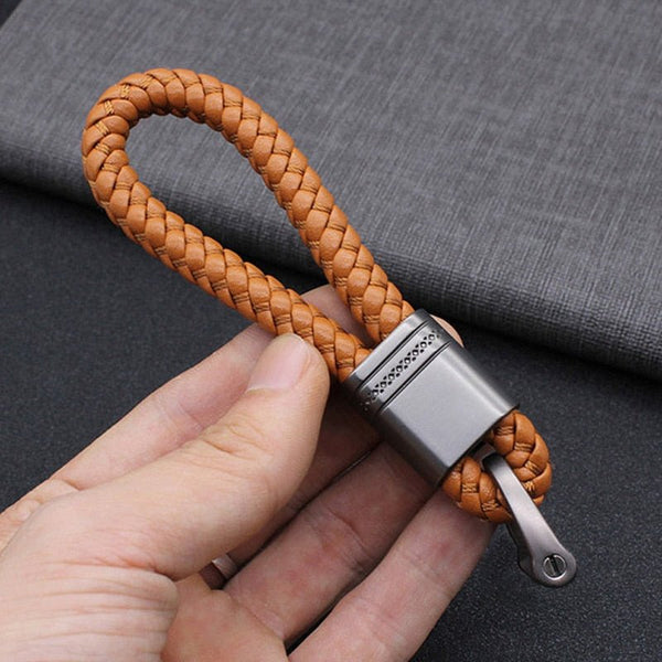 Leather loops keychain braided for car keys