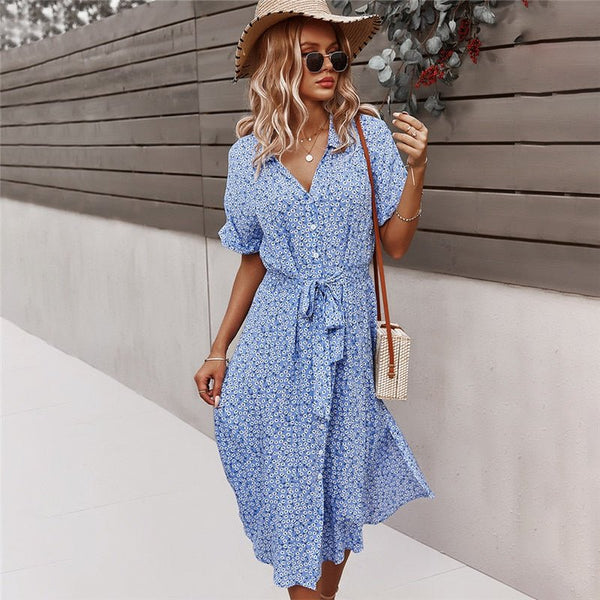 Lockeres langes Blumen Sommerkleid