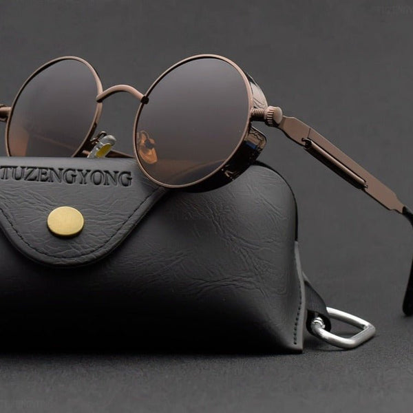 High-quality round Steampunk sunglasses
