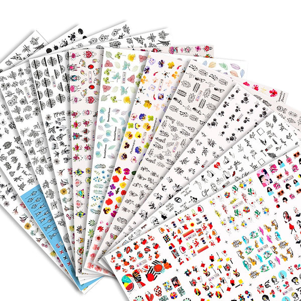 Self-adhesive Nail Art Nail Sticker Set (12 Sheets)
