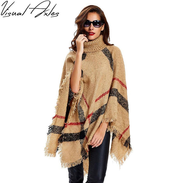  Damen Winter Poncho aus Wolle