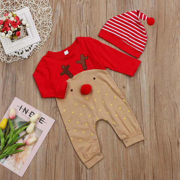 2-piece set - Cute reindeer suit + hat