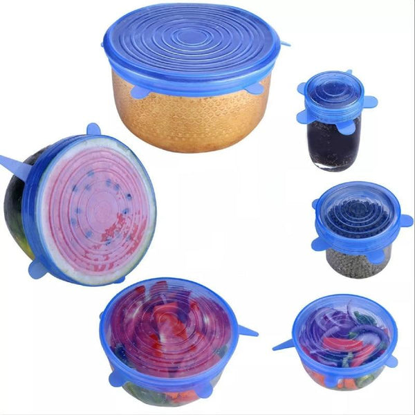 6 stretchable silicone closure caps